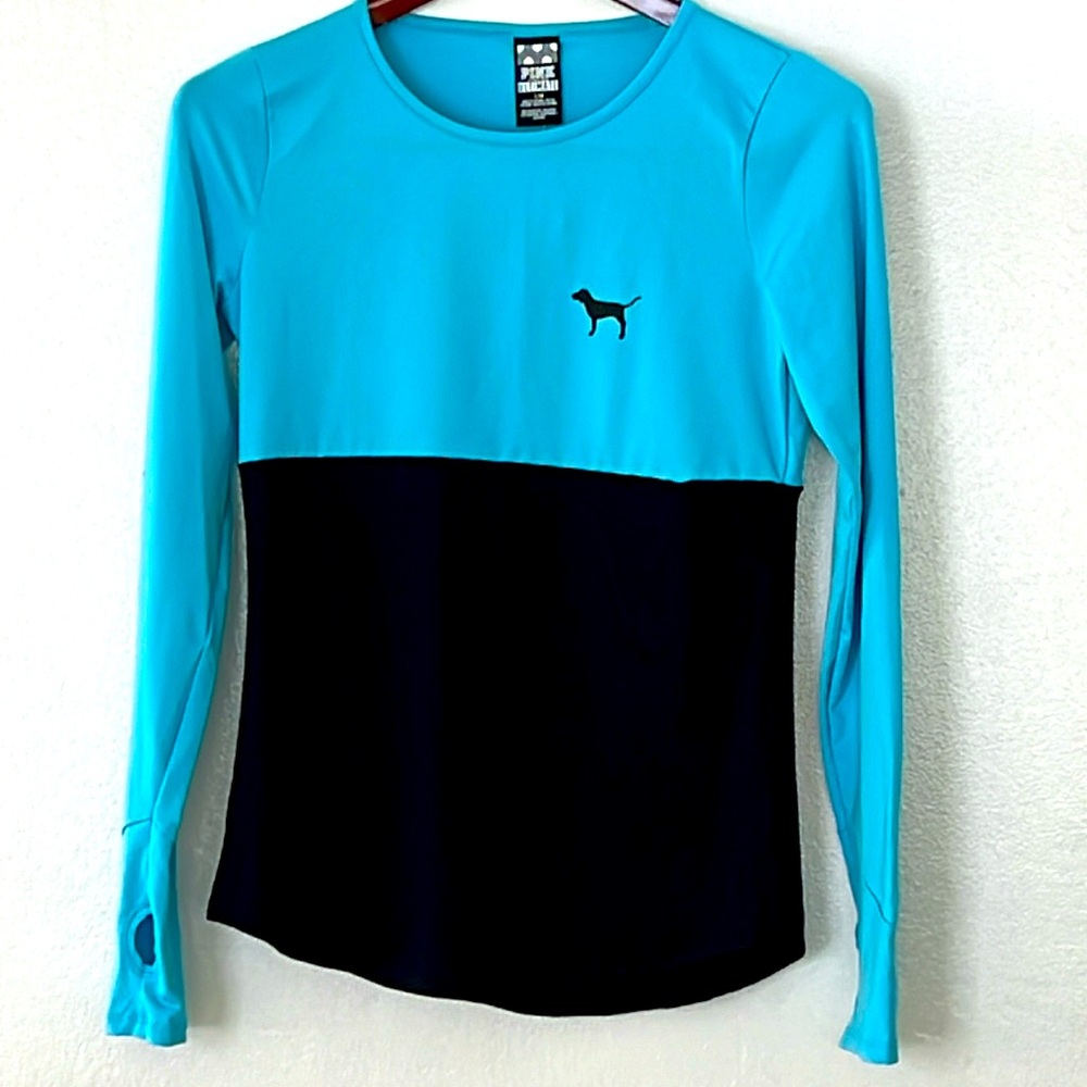 Pink (Victoria’s Secret) Long Sleeve Top, Black and blue, Large